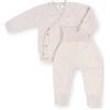 Livella Completo Neonato 100% Lana Merino - Pantaloni e Maglia a Incrocio Evolutivi - Taglie 50-74 - Rosa Antico & Crema - Lavabile in Lavatrice