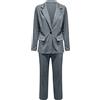 Fulidngzg Tailleur Donna Eleganti Invernali Giacca con Revers e Bottoni Pantaloni per Ufficio Lavoro Occasioni Formali e Eventi Business Completo Slim Fit Comfort Casual Curvy per Laurea,Grigio,XXL