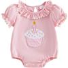Carolilly Pagliaccetto per neonata, primo compleanno, body a maniche lunghe o corte con motivo a cupcake, design a balze
