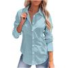 Chanpning Camicia Donna Elasticizzata Cotone Leggeri Tinta Unita Camicia Donna Manica Lunga Maniche Arrotolabili Moda Curvy Blusa con Scollo a V Larghi Tradizionale Camicette per Tempo Libero a Casa