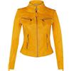 Infinity Leather Giacca Classica Gialla da Donna in Vera Pelle Slim Fit da Motociclista L