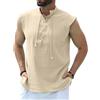 YAOBAOLE Camicia in Lino Uomo San Maniche Deguisement Medieval Vintage Lacci Tunica Viking Costume Pirata