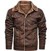 Generico Giacca da Motociclista in Pelle dall'aspetto Invecchiato Marrone Chiaro,Giacca in Pelle Uomo Vintage Autunnale Invernale Bomber Giubbotto Antivento Cappotto Giacca di Pelle Classico,Moda