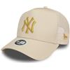 New Era Wmns Metallic Trucker Adjustable Cap NY YANKEES Beige Oro, beige., Taglia unica