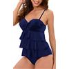 NLAND Costume Intero Donna Controllo della Pancia Push Up Regolabile Costumi Interi Vita Alta Volant Halter Monokini da Spiaggia
