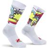X Tech Sport Design Crono 8, 1 Paio, Calza Tecnica Aerodinamica, Calza Ciclismo, Costine per Minima Resistenza all'Aria (IT, Numero, 35, 38, Regular, Regular, Bianco con Fantasia)