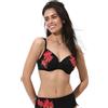 Lovable Parte Alta del Costume | Reggiseno con Ferretto in Microfibra | Effetto Contenitivo e Coppe Modellanti | Printed Shape Micro Donna, Nero con Stampa Palma 40D - 6D