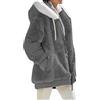 OMZIN Donna Inverno Plus Size Giacca Casual Tinta Unita Allentata Giacca Basic Zip Cappuccio Puro Grigio Scuro M
