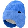ATNKE Maglia Beanie Cappello con Paraorecchie per Uomo e Donna, Elasticizzato Spesso Caldo Pile Foderato Usato Tutti Giorni Inverno Morbido con Risvolto Lana Teschio Berretto Regali/Magnolia Blue