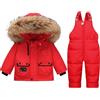 Acuryx Tuta da Neve 2 Pezzi da Neonato Capppotto con Cappuccio Saloppette Piumino Invernale da Bambini Rosso 4-5 Anni