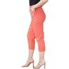 SXME MIGHT SAY Pantaloni Capri elasticizzati da donna, comodi pantaloncini estivi a 3/4 con elastico in vita, stile pull-on, taglie forti 8-24, Corallo, 8-24
