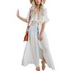 L-Peach Donna Abito Lungo Maxi Pizzo da Spiaggia Kaftan Parei Copricostume Copribikini Cover ups