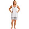 Leedya Pigiama Donna Primaverile Estivo in Cotone 100% - Manica Corta e Pantalone Corto Stile Basket, Fresco e Traspirante, Comfort Fit, Made in Italy