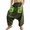 Sarjana Handicrafts Indian Ethnic Pantaloni da spiaggia da uomo, in cotone, con tasche, neri