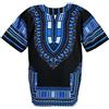 CHAINUPON Camicia Africana Dashiki in Cotone, Stile Tribale, Festival, Boho, Anni 60's 70's, Hippie, Kaftan, Nero e blu scuro., XXL