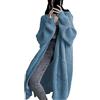 GUTPOINT Cardigan da donna a maniche lunghe maglioni cardigan lunghi in maglia aperta davanti spolverino con tasche 2024 cappotto oversize autunno inverno, Blu, Small