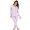 JADEA Pigiama donna cotone aperto avanti con bottoni 3228 (Lavanda, XL)