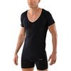 ALBERT KREUZ Maglietta Intima Nera da Uomo con Maniche Corte e Scollo a V Profondo (Deep-V) in Micromodal Elasticizzato, leggerissimo e Traspirante 06/L