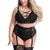 EVELUST Lingerie Sexy Donna Taglie Grandi Set - Intimo Hot Sexydonna Hot Trasparente Babydoll Erotica Reggiseno Pizzo Costume Reggicalze Completino