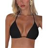 Tainehs Bikini da Donna, Sexy, con Allacciatura sul Fondo, Triangolo - Nero - S