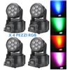 X 4 PROIETTORI LED RGB TESTA MOBILE ROTANTE EFFETTI DISCO DISCOTECA LED LUCE