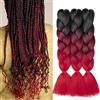 Gairyan Extension per Treccine Africane Extension Capelli Finti per Treccine Afro 60cm Ombre Kanekalon Treccia Capelli Sintetici Crochet Twist Jumbo Braids 3 Pezzi (Nero-Vino Rosso-Rosso)