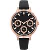 NUOVO Orologio classico e minimalista da donna con cinturino nero alla moda e tre sub-quadranti decorati per banchetti da donna