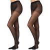 Nur Die Confezione da 2 collant Fit in forma 40 denari, forte effetto di supporto, grandi dimensioni, semi-opachi, effetto setoso, alleggerisce le gambe, elastico in vita confortevole da donna, Nero