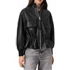 AllSaints Giacca normale in pelle da donna FLOR JACKET, nera, UK 16/US 12