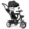 OHMG Triciclo bambino evolutivo fino a 25 kg, bici da passeggio per bambini più grandi, sedile reversibile, grande cestino borsa, canna e parasole pieghevole, bicicletta accessori