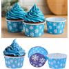 Graziano, Pirottini Azzurri Fiocchi Neve 20pz Ø 6.5cm H 4cm - Carta Alimentare, Tema Frozen, Forno/Microonde