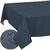 ANRO Tovaglia antimacchia Blu scuro effetto lino 140x120 cm impermeabile | lavabile a 30 °C - ideale per giardino, terrazza e sala da pranzo