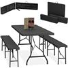 Relaxdays Tavolo da Birreria con Panche, Set da Giardino, Panchine e Tavolino Pieghevoli per Fiere, Lungo 180 cm, Nero