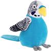 Idena 40359 - Pappagallino chiacchierone Blu, Circa 18 cm, Peluche Che ripete Tutto con Una Voce Buffa e muove Le Ali, a Batteria