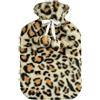 Generic Leopard Spots - Borsa dell'acqua calda con pompon in finta pelliccia, 2 l