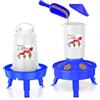 ZenxyHoC Kit 2-in-1 Mangiatoia 1,5L e Abbeveratoio 1,5L Pulcini - Blu | Riempimento dall'alto, paletta inclusa, 3 altezze regolabili, ganci e design anti-annegamento. In plastica senza BPA
