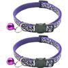 CCUUHJ Collare riflettente per gatti con chiusura di sicurezza e campanella, 2 pezzi, regolabile, 19-32 cm (viola)