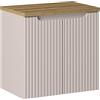 Lomadox Mobile lavabo da bagno, 60 cm, cashmere e quercia, frontale scanalato, 2 ante con chiusura morbida, 1 ripiano