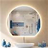 CLP Specchio Bagno LED semicircolare, dimmer Touch, 3 tonalita Luce, antiappannamento, Specchio a Parete Senza Cornice Baloni, Dimensione:Ø 60