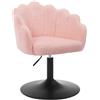 WOLTU Sedia Trucco, Poltrona Girevole in Tessuto Bouclé, Rosa Chiaro