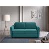 EVERGREENWEB MATERASSI & BEDS EVERGREENWEB Divano Letto 2 Posti Matrimoniale L165xP90xA80 cm Moderno Tessuto Petrolio, Schienale Reclinabile a Doppio Cuscino, Sofà con Chaise Longue Estraibile, Struttura Imbottita Pieghevole NELLY