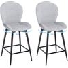 LEWE Set di 2 Sgabelli da Bar Moderni, 65 cm Altezza Seduta, Girevoli 360°Sgabello Alto con Schienale Imbottito in Tessuto, Metallo Poggiapiedi, per Isola Cucina, Sala da Pranzo, Salotto-Grigio