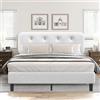 YIDATONG Letto Imbottito 160x200 cm, Rete letto a Doghe in Metallo e Contenitore Spazio, Letto Matrimoniale con Testiera Regolabile, Struttura letto in Legno Solida, Facile da Montare