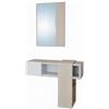 Bricozone Mobile Sospeso Scorrevole Da Ingresso Con Specchio Moderno Contemporaneo Salvaspazio Innovativo Funzionale Pensili Pannelli Legno Rettangolare Parete 100 x 31.5 x 75 cm (Bianco e rovere)