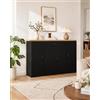 hitsuki Credenza Soggiorno Nera 110 cm Mobile Soggiorno Moderno Comò Camera da Letto Cassettiera con 4 Ante e 1 Cassetto Madia Ingresso Mobile Basso Salotto Corridoio Casa