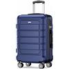 SHOWKOO Valigia Piccola Trolley Cabin Bagaglio a Mano 55x40x20cm Ultra Leggero ABS+PC Durevole Valige Trolley da Viaggio con Chiusura TSA e 4 Ruote Doppie, Blu -M