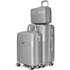 VOYAN Valigia da viaggio in cabina 001, trolley rigido con serratura di sicurezza e custodia rigida leggera, grigio, Juego Cabina + Mediana + Neceser, Set di valigie e trousse rigide con ruote