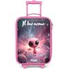 NoBoringSuitcases.com NoBoringSuitcases© Valigia Rosa Per Bambini Personalizzato Con Un Nome | 48x31x19 cm - Bagaglio Ultraleggero Trolley A Mano Rigidi LED Ruote Valigie Bimbi - Ragazzo - Creatura - Nebulosa Stellare