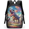 HUGS IDEA Cool 3D Animals Bookbag Dog Face Zaino Scuola Bambini, T-rex colorato