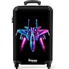 NoBoringSuitcases.com NoBoringSuitcases© Valigia Cabina Bambino Trolley Bambini Da Viaggio | 55x35x20 cm - Bagaglio A Mano Valigie Per Carry On Leggere Aereo Ruote Jet - Neon - Futurista